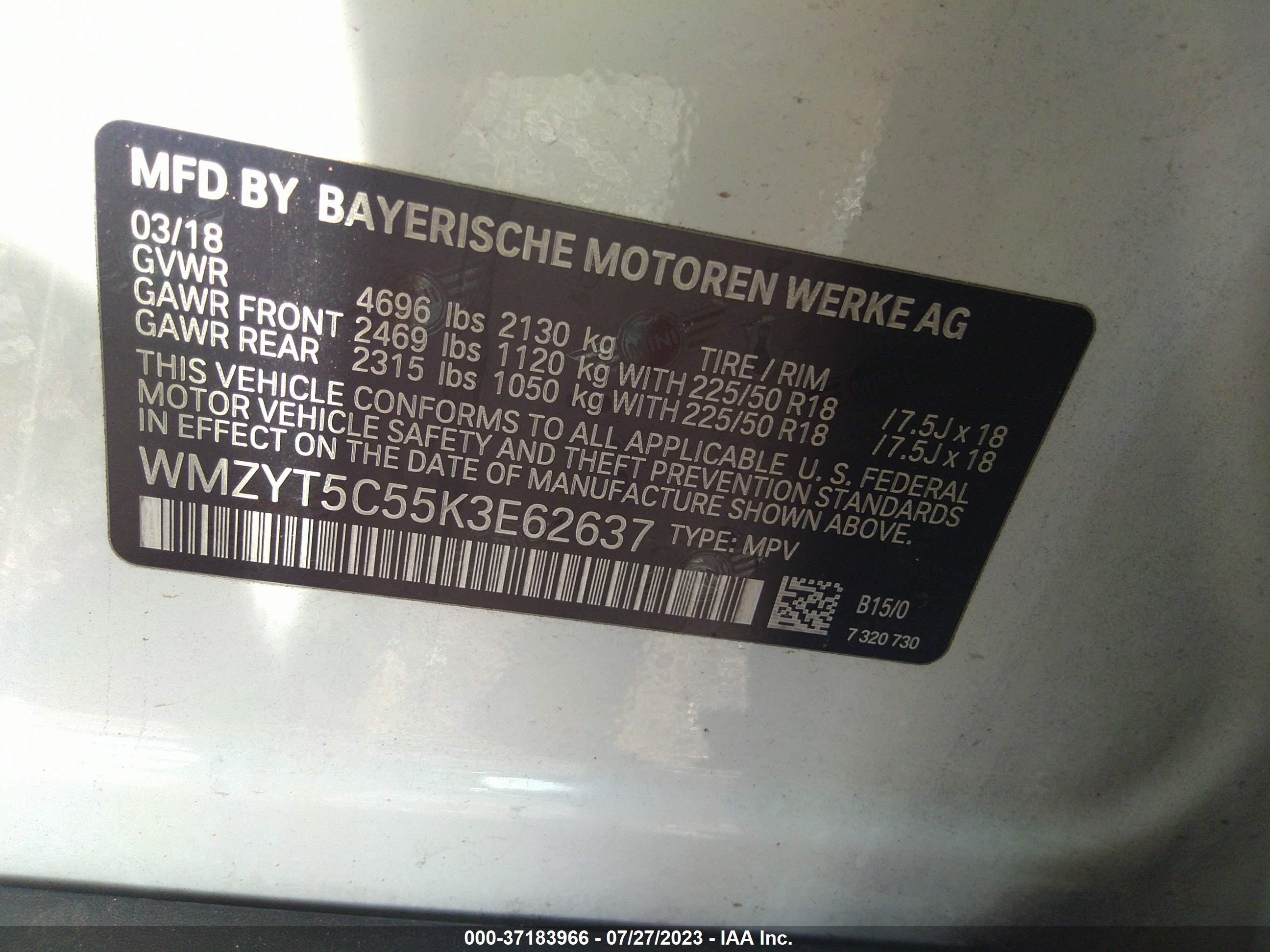 Photo 8 VIN: WMZYT5C55K3E62637 - MINI COUNTRYMAN 