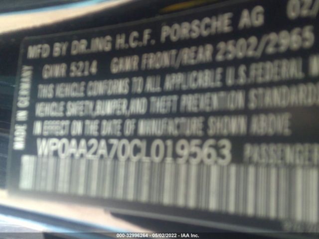 Photo 8 VIN: WP0AA2A70CL019563 - PORSCHE PANAMERA 