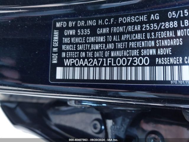 Photo 8 VIN: WP0AA2A71FL007300 - PORSCHE PANAMERA 