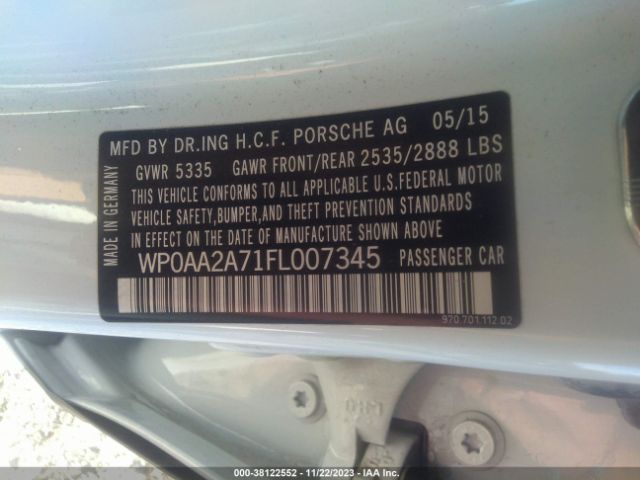 Photo 8 VIN: WP0AA2A71FL007345 - PORSCHE PANAMERA 