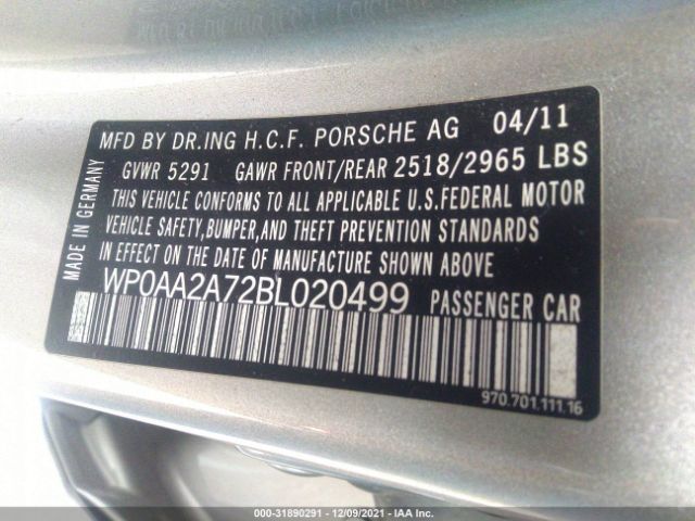 Photo 8 VIN: WP0AA2A72BL020499 - PORSCHE PANAMERA 