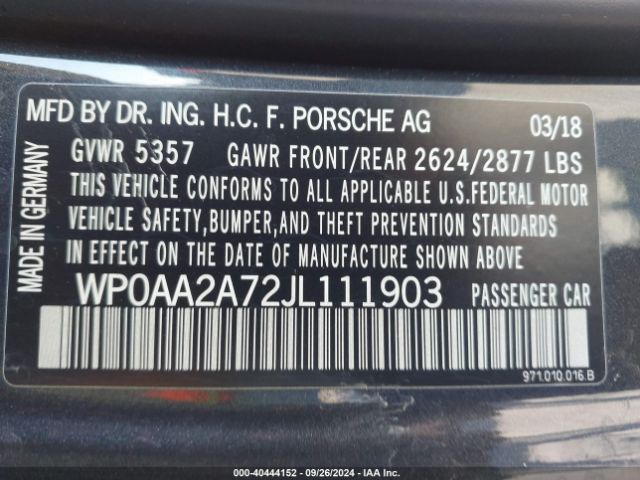 Photo 8 VIN: WP0AA2A72JL111903 - PORSCHE PANAMERA 