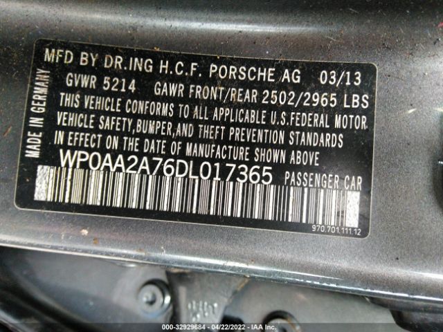 Photo 8 VIN: WP0AA2A76DL017365 - PORSCHE PANAMERA 