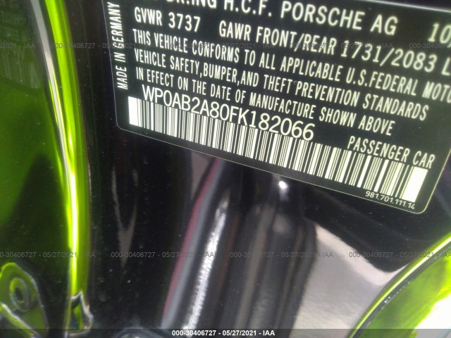 Photo 8 VIN: WP0AB2A80FK182066 - PORSCHE CAYMAN 