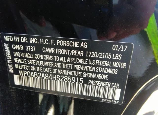 Photo 8 VIN: WP0AB2A84HS285915 - PORSCHE 718 CAYMAN 