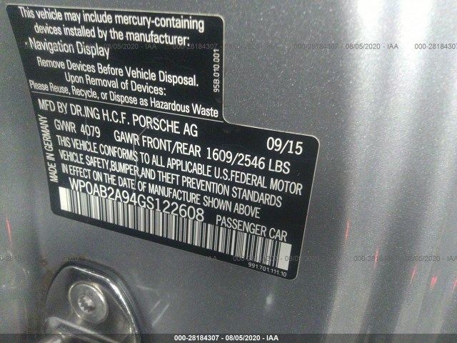 Photo 8 VIN: WP0AB2A94GS122608 - PORSCHE 911 