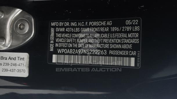 Photo 2 VIN: WP0AB2A97NS222263 - PORSCHE 911 