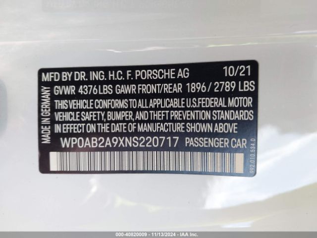 Photo 8 VIN: WP0AB2A9XNS220717 - PORSCHE 911 