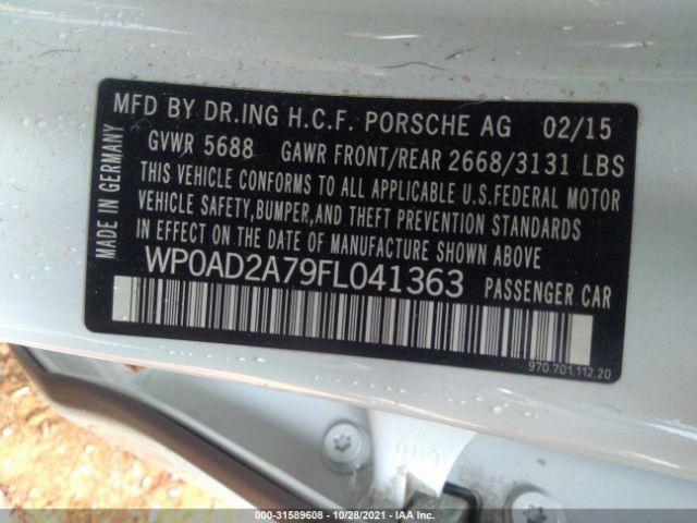 Photo 8 VIN: WP0AD2A79FL041363 - PORSCHE PANAMERA 