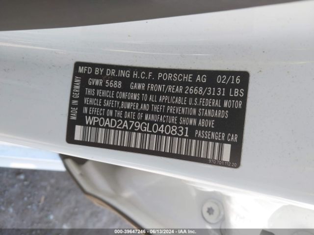 Photo 8 VIN: WP0AD2A79GL040831 - PORSCHE PANAMERA 