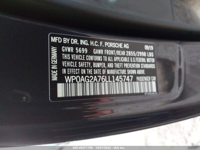 Photo 8 VIN: WP0AG2A76LL145747 - PORSCHE PANAMERA G 