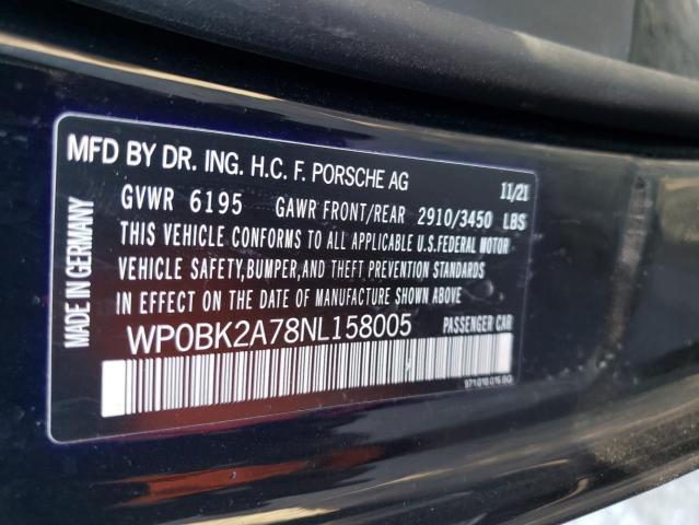 Photo 12 VIN: WP0BK2A78NL158005 - PORSCHE PANAMERA 4 