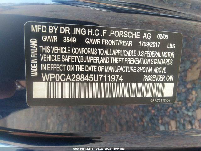 Photo 8 VIN: WP0CA29845U711974 - PORSCHE BOXSTER 