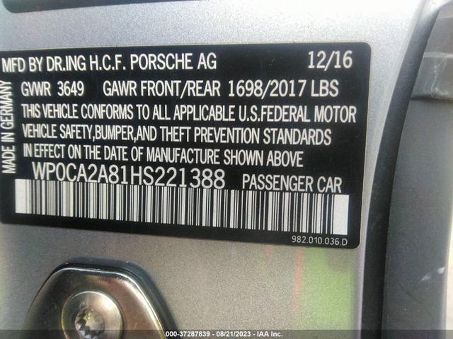 Photo 8 VIN: WP0CA2A81HS221388 - PORSCHE 718 BOXSTER 