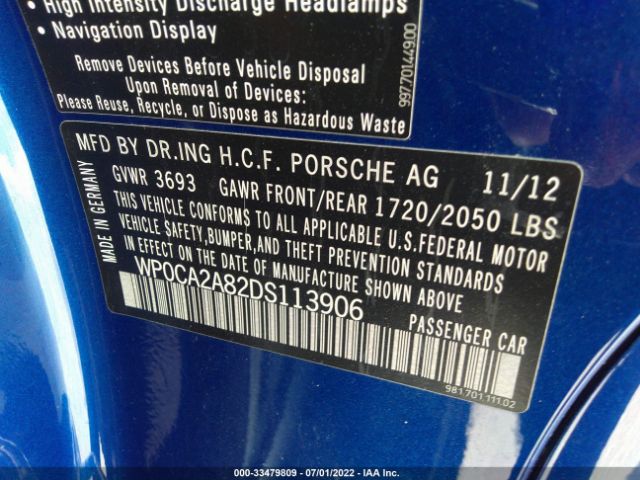 Photo 8 VIN: WP0CA2A82DS113906 - PORSCHE BOXSTER 