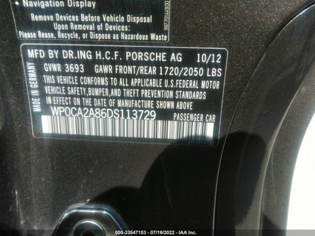 Photo 8 VIN: WP0CA2A86DS113729 - PORSCHE BOXSTER 