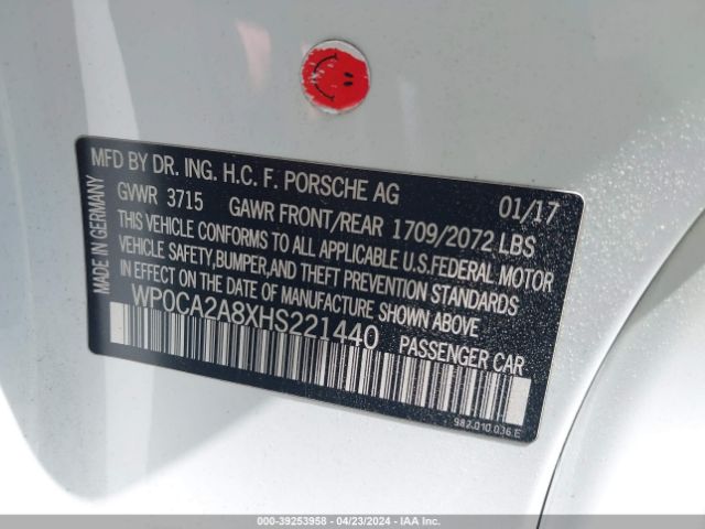 Photo 8 VIN: WP0CA2A8XHS221440 - PORSCHE 718 BOXSTER 