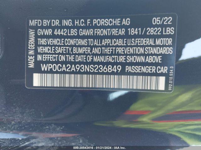 Photo 8 VIN: WP0CA2A93NS236849 - PORSCHE 911 