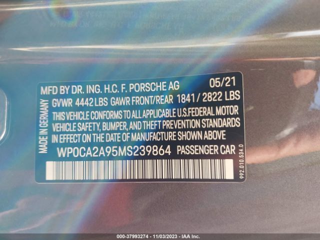 Photo 8 VIN: WP0CA2A95MS239864 - PORSCHE 911 