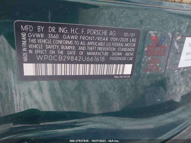 Photo 8 VIN: WP0CB29842U661618 - PORSCHE BOXSTER 