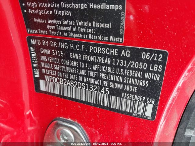 Photo 8 VIN: WP0CB2A82DS132145 - PORSCHE BOXSTER 