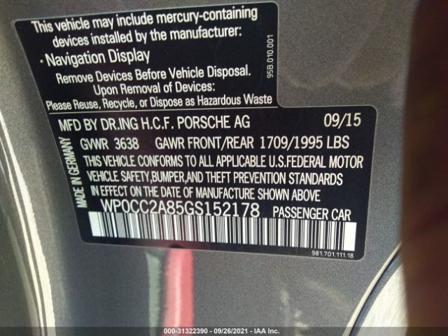 Photo 8 VIN: WP0CC2A85GS152178 - PORSCHE BOXSTER 