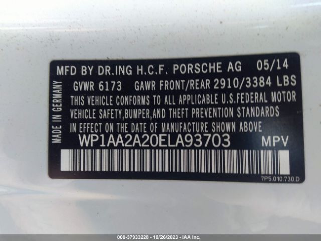 Photo 8 VIN: WP1AA2A20ELA93703 - PORSCHE CAYENNE 