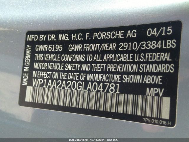 Photo 8 VIN: WP1AA2A20GLA04781 - PORSCHE CAYENNE 