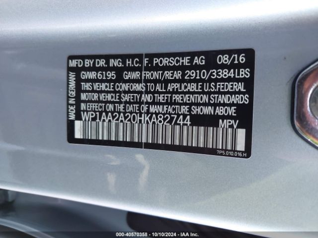 Photo 8 VIN: WP1AA2A20HKA82744 - PORSCHE CAYENNE 