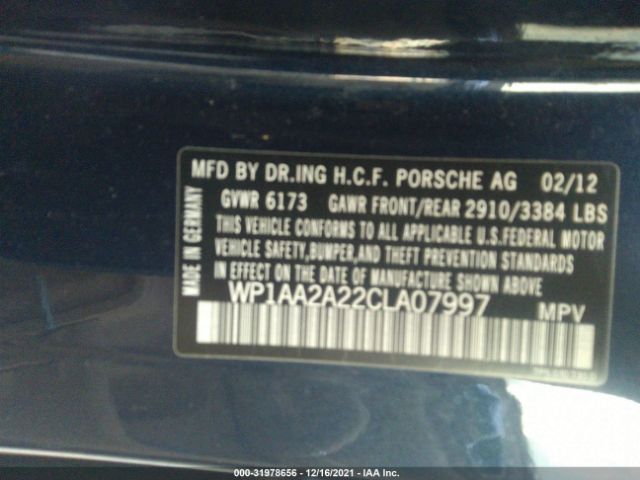 Photo 8 VIN: WP1AA2A22CLA07997 - PORSCHE CAYENNE 