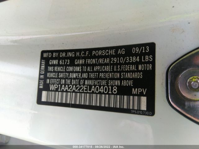 Photo 8 VIN: WP1AA2A22ELA04018 - PORSCHE CAYENNE 