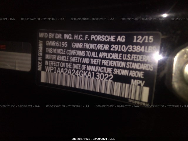 Photo 8 VIN: WP1AA2A24GKA13022 - PORSCHE CAYENNE 