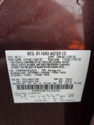 Photo 11 VIN: WP1AA2A25CLA08836 - FORD TAURUS 