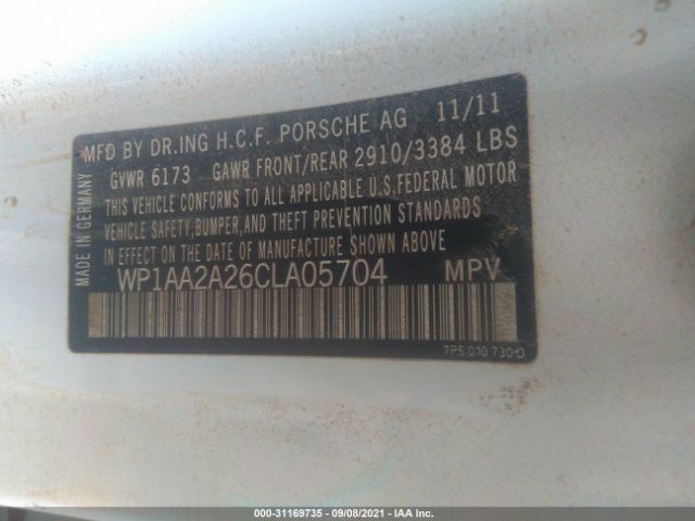 Photo 8 VIN: WP1AA2A26CLA05704 - PORSCHE CAYENNE 