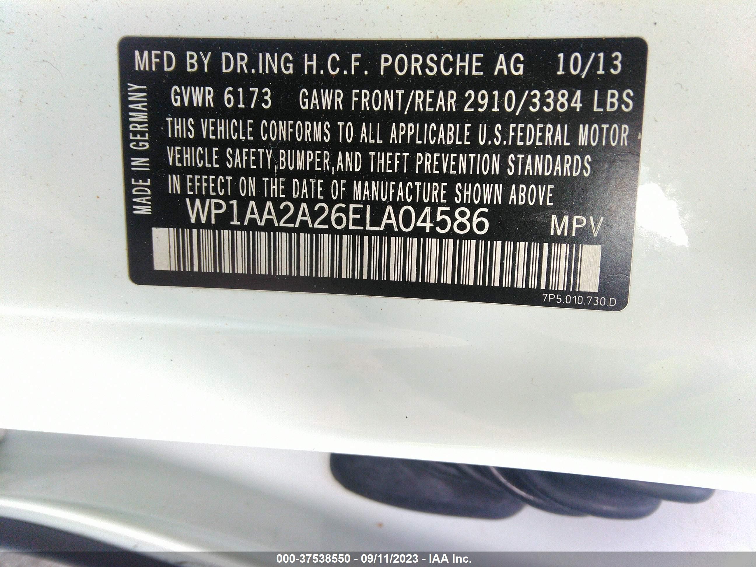 Photo 8 VIN: WP1AA2A26ELA04586 - PORSCHE CAYENNE 