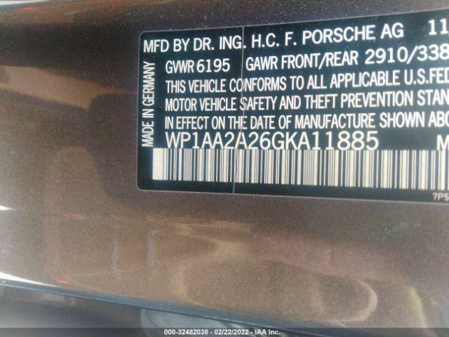 Photo 8 VIN: WP1AA2A26GKA11885 - PORSCHE CAYENNE 