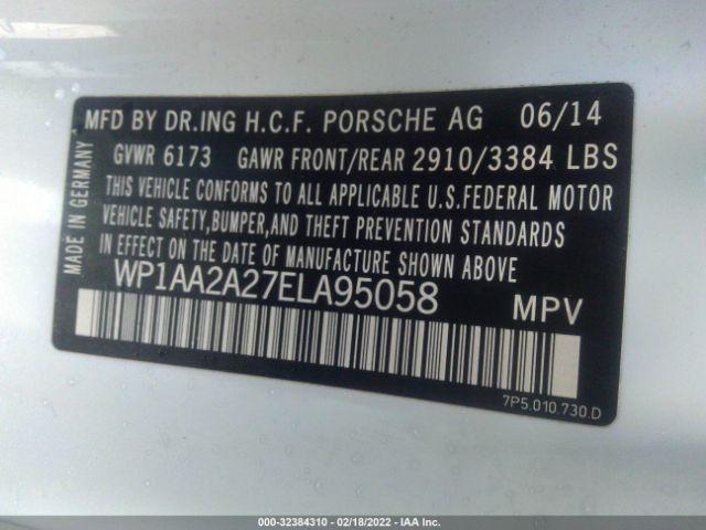 Photo 8 VIN: WP1AA2A27ELA95058 - PORSCHE CAYENNE 