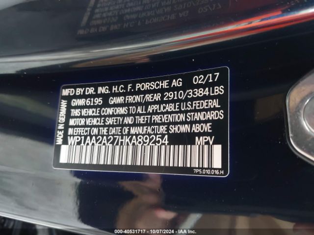 Photo 8 VIN: WP1AA2A27HKA89254 - PORSCHE CAYENNE 