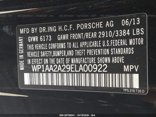 Photo 8 VIN: WP1AA2A29ELA00922 - PORSCHE CAYENNE 