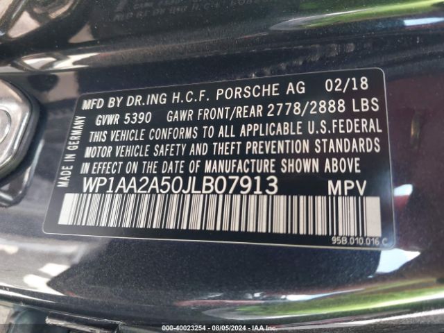 Photo 8 VIN: WP1AA2A50JLB07913 - PORSCHE MACAN 