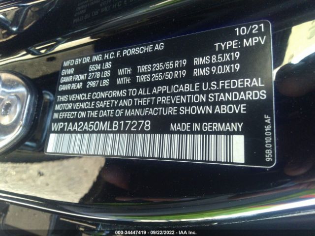 Photo 8 VIN: WP1AA2A50MLB17278 - PORSCHE MACAN 