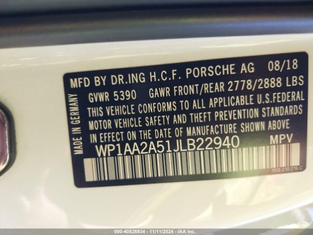 Photo 8 VIN: WP1AA2A51JLB22940 - PORSCHE MACAN 