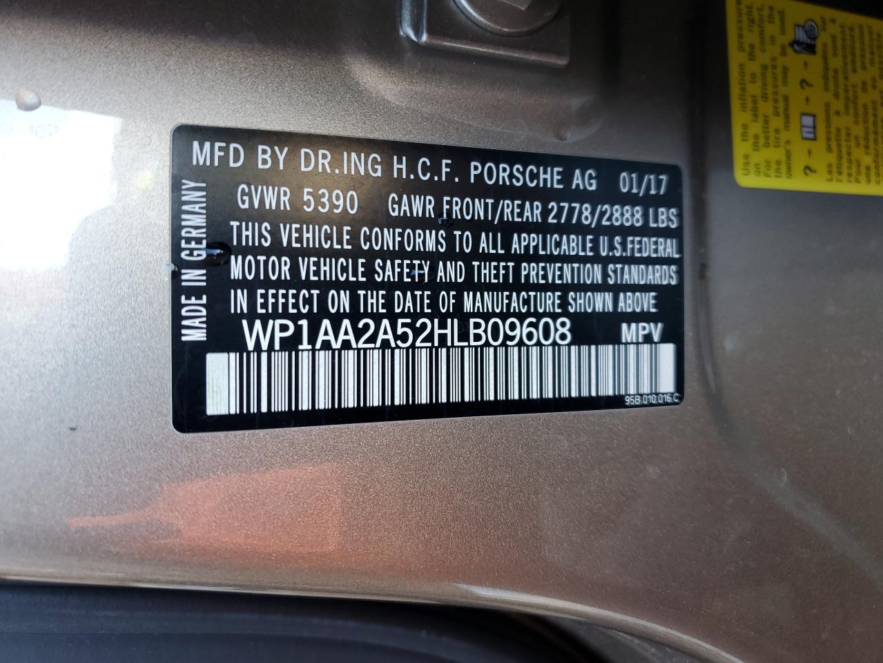 Photo 12 VIN: WP1AA2A52HLB09608 - PORSCHE MACAN 