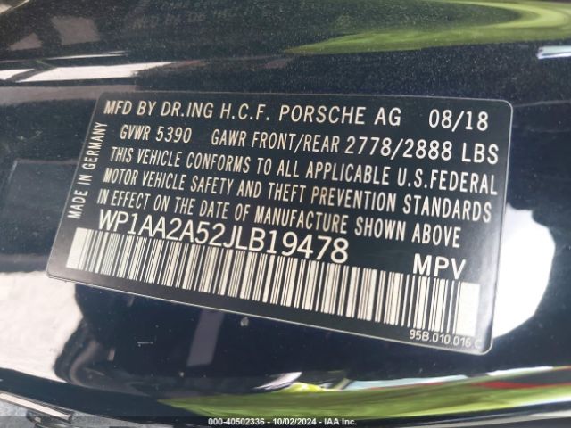 Photo 8 VIN: WP1AA2A52JLB19478 - PORSCHE MACAN 