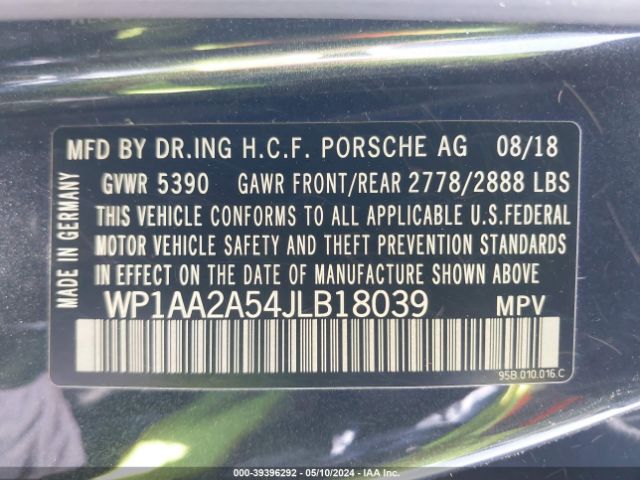 Photo 8 VIN: WP1AA2A54JLB18039 - PORSCHE MACAN 