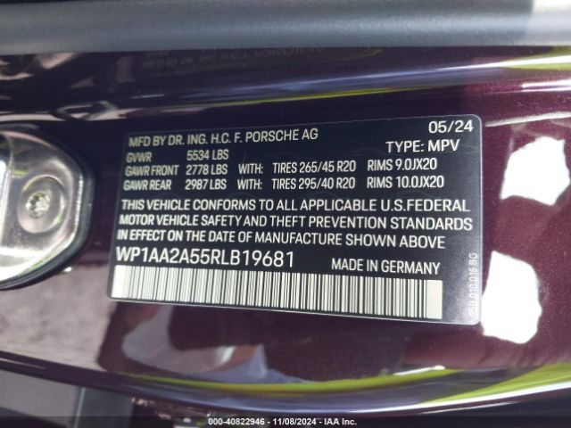 Photo 8 VIN: WP1AA2A55RLB19681 - PORSCHE MACAN 