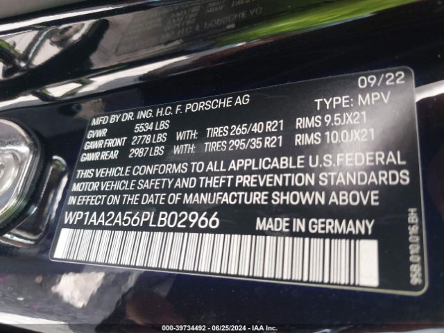 Photo 8 VIN: WP1AA2A56PLB02966 - PORSCHE MACAN 