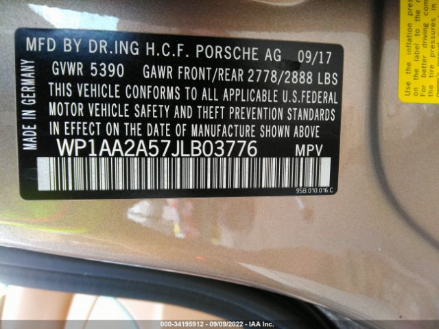 Photo 8 VIN: WP1AA2A57JLB03776 - PORSCHE MACAN 