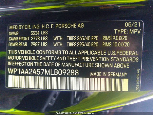 Photo 8 VIN: WP1AA2A57MLB09288 - PORSCHE MACAN 