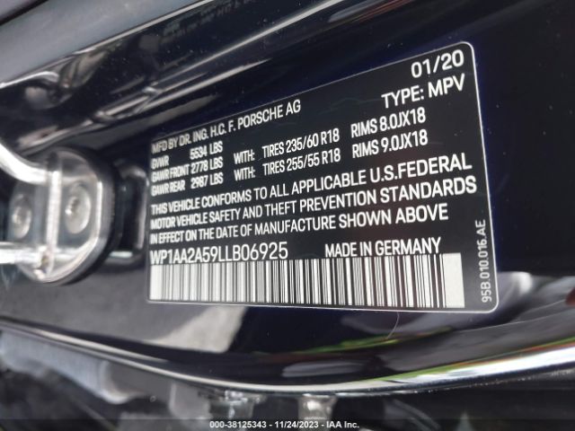 Photo 8 VIN: WP1AA2A59LLB06925 - PORSCHE MACAN 